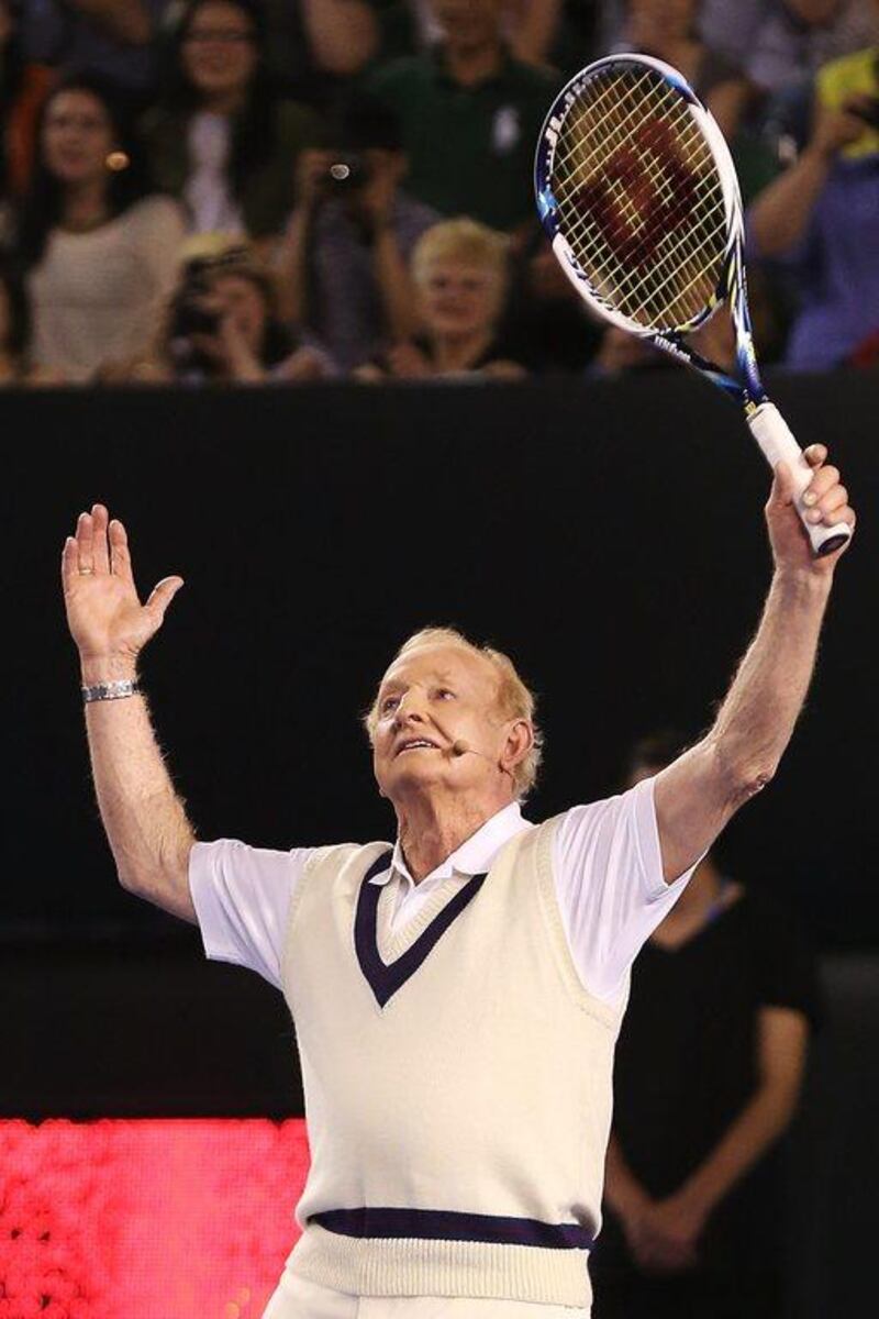 Rod Laver acknowledging the crowd in Melbourne on Wednesday. Michael Dodge / Getty Images