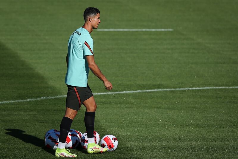 Cristiano Ronaldo during training session in Oeiras, on the outskirts of Lisbon. EPA
