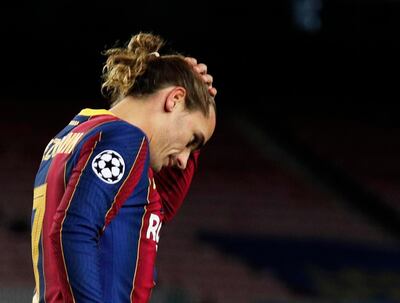 Soccer Football - Champions League - Group G - FC Barcelona v Juventus - Camp Nou, Barcelona, Spain - December 8, 2020 FC Barcelona's Antoine Griezmann reacts REUTERS/Albert Gea