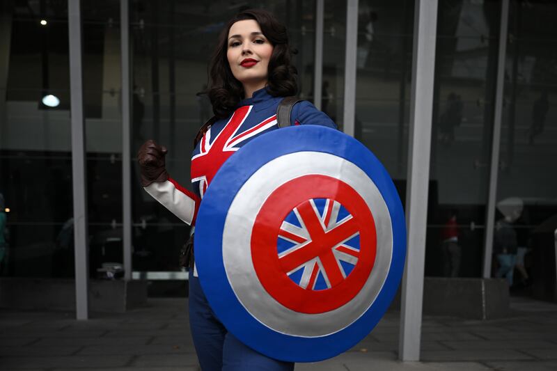 One cosplayer adopts a Ms United Kingdom character for the event.