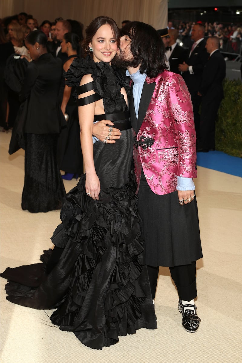 Dakota Johnson, in Gucci, and Alessandro Michele attend the Met Gala at the Metropolitan Museum of Art in New York, US, on May 1, 2017. EPA