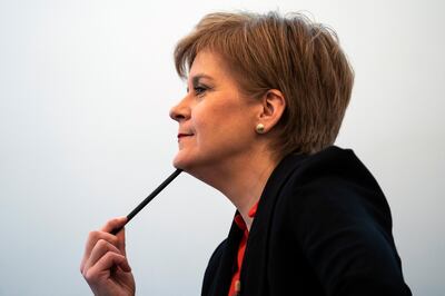 epa08211376 First Minister of Scotland and Scottish National Party (SNP) leader Nicola Sturgeon  addresses the Foreign Press Association in London, Britain, 11 February 2020. The Scottish National Party (SNP) continues to campaign for a second referendum of Scottish Independence.  EPA/WILL OLIVER