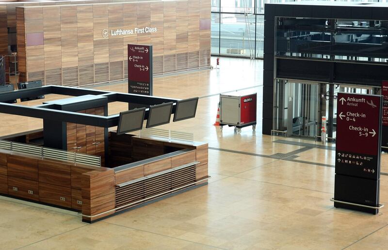 BERLIN, GERMANY - SEPTEMBER 11:  The Lufthansa first-class lounge and a check-in counter are seen on the construction site of the new Willy Brandt Berlin Brandenburg International Airport (BER) on September 11, 2012 in Berlin, Germany. The airport was originally scheduled to begin operation in June, but after being delayed three times due to faults with its fire protection and smoke exhaust systems, the building's opening has now been postponed until at least October 2013. The new airport is intended to replace Berlin's current Tegel and Schoenefeld airports, though analysts say that Tegel will have to remain open because the new airport will lack sufficient capacity.  (Photo by Adam Berry/Getty Images)