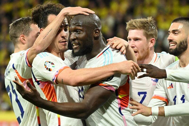Belgium's Romelu Lukaku scored a hat-trick against Sweden in their Euro 2024 qualifier. AFP