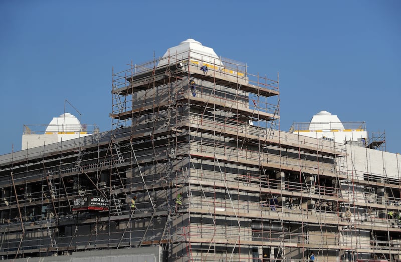 The facade of the temple takes shape. Pawan Singh / The National 