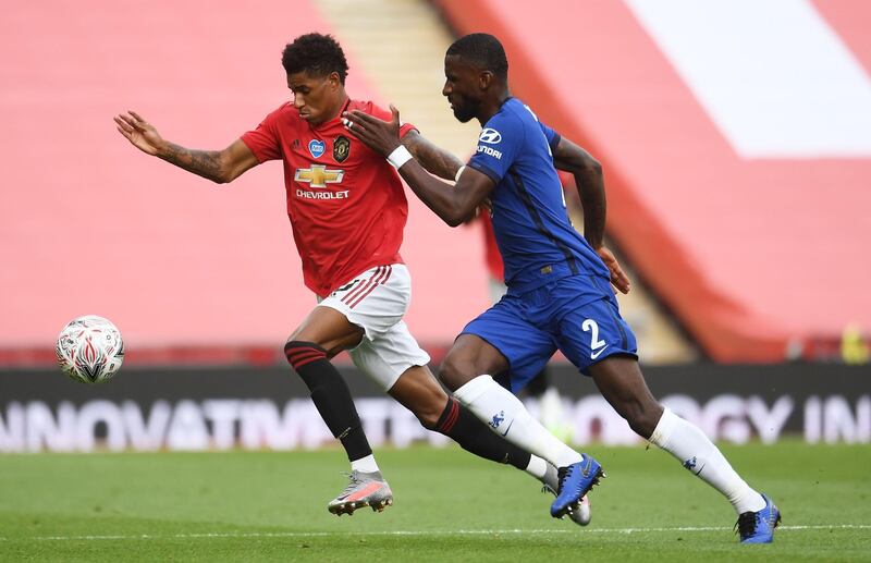 Antonio Rudiger – 8. A reminder of how good he can be. Solid as a rock at the back (save for one clumsy challenge on the edge of the area). Forced Maguire’s own goal for Chelsea’s third. AFP