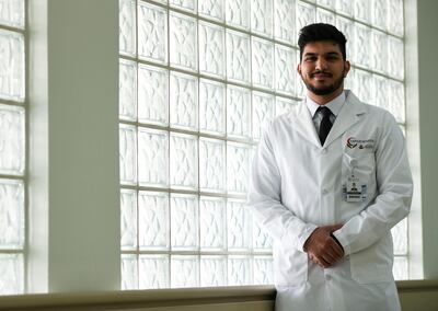 Abu Dhabi, United Arab Emirates - Omar Midani, intern finds a new study that calls for greater training in basic first aid at Tawan Hospital, Al Ain. Khushnum Bhandari for The National