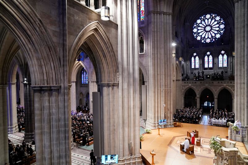 Washington National Cathedral was filled with mourners. AP