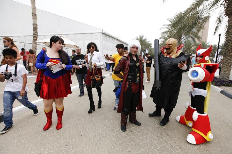 Costumed con-goers begin arriving en masse at the Middle East Film and Comic Con in Dubai on April 5, 2013. Sarah Dea / The National