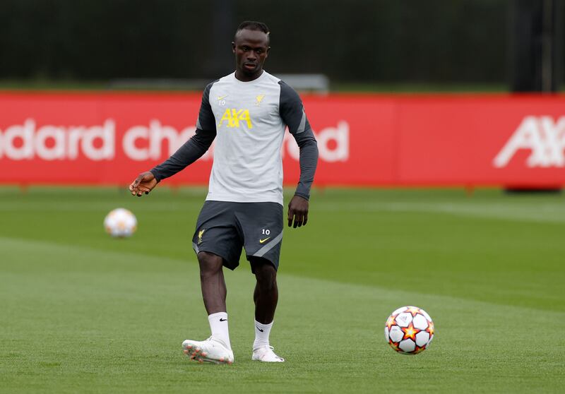 Liverpool attacker Sadio Mane during training. Reuters