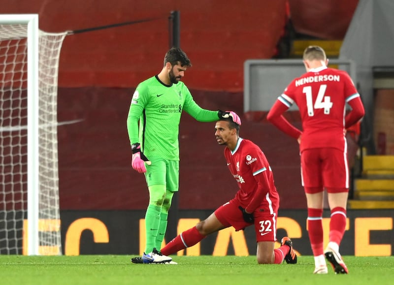 LIVERPOOL RATINGS: Alisson Becker - 7. The Brazilian had little to do in the first half but showed his worth in the second period. His save from Grant was excellent but he could do little about the equaliser. Getty