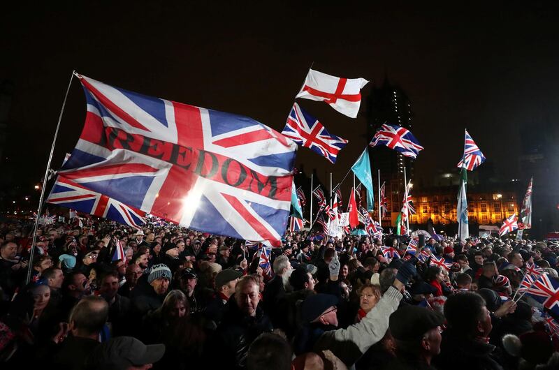 Thousands gathered in Parliament Square to mark Britain's departure from the EU. Reuters