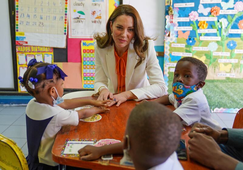 Kate visits Shortwood Teacher's College in Kingston, as part of her continuing work to elevate the importance of early childhood learning.