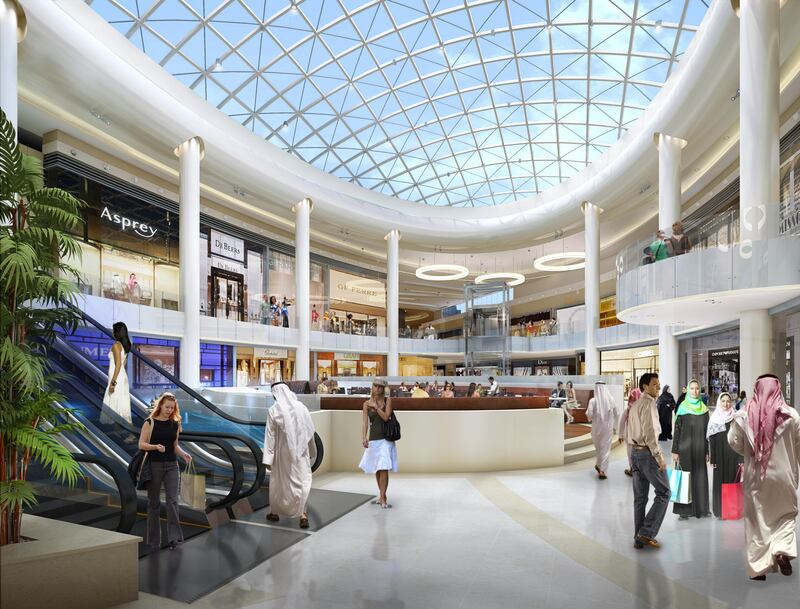 The mall will also feature two department stores, one of which will be aimed at the luxury end, with the other targeted at mid-market. Picture rendering courtesy of Aldar