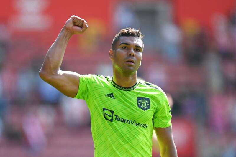 Casemiro celebrates after Manchester United's win against Southampton. Getty