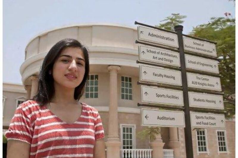 Amena Shah, 21, chose to study at the American University of Dubai rather than return to her native Pakistan for her higher education.