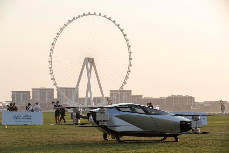 The Ain Dubai made a picturesque backdrop for the maiden flight of the X2 flying car, manufacutured by Chinese firm Xpeng.
