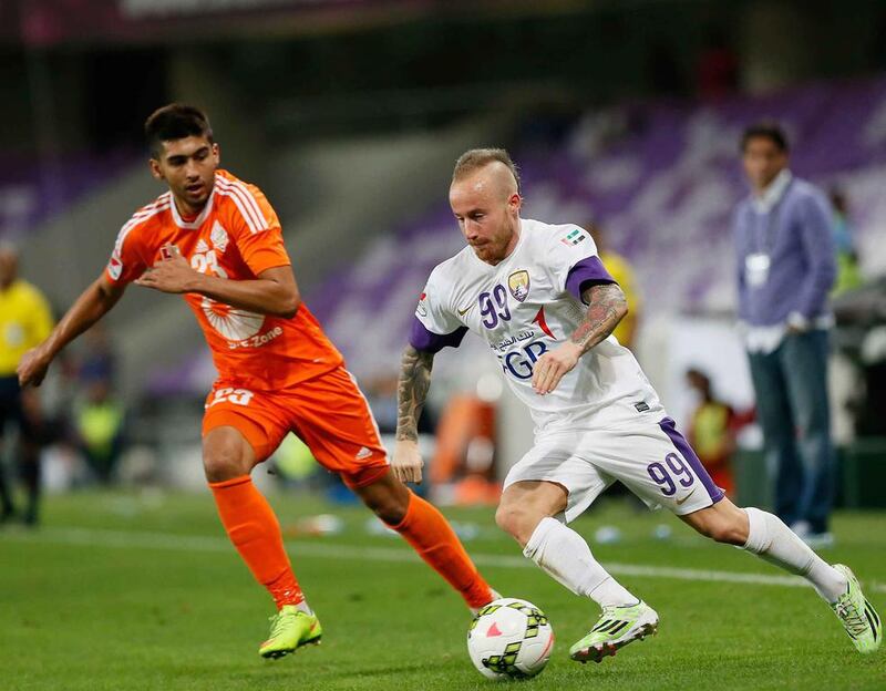 Miroslav Stoch, right, was one of four foreign players on the scoresheet for Al Ain as they defeated Sharjah 4-1 on December 18, 2014, at the Hazza bin Zayed stadium in Al Ain. Anas Kanni / Al Ittihad