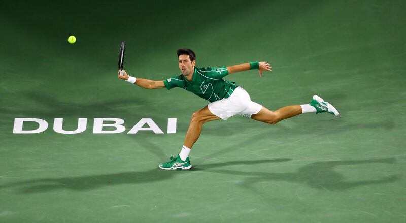 Novak Djokovic on his way to victory over Gael Monfils in their Dubai Duty Free Tennis Championships semi-final on Friday, February 28. The Serbian top seed then defeated Stefanos Tsitsipas in the final. Reuters