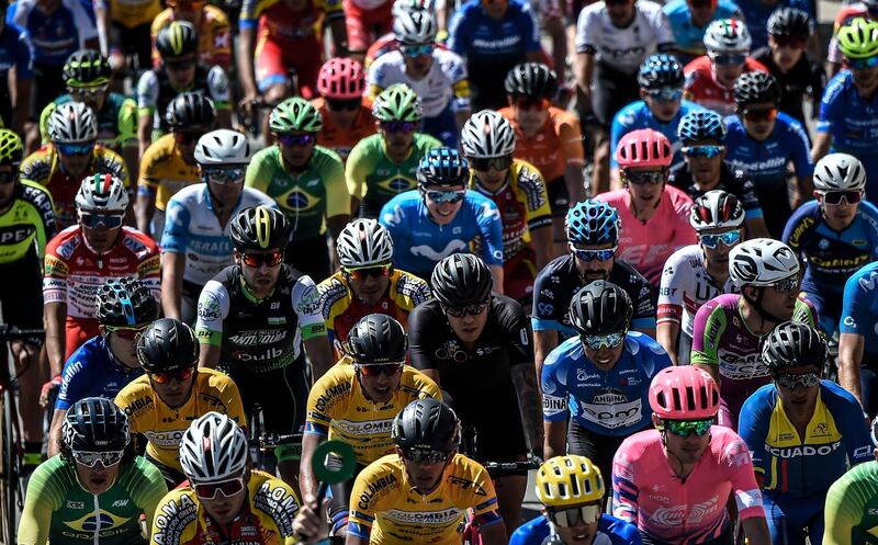 Cyclists compete at the start of the third stage of the Tour Colombia 2.1, in Paipa, Boyaca Department, Colombia. AFP