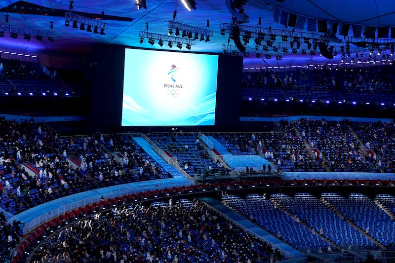 Inside the national stadium before the opening ceremony of the Beijing 2022 Winter Olympics. PA