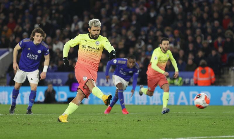 Sergio Aguero misses a chance to score from the penalty spot. Reuters