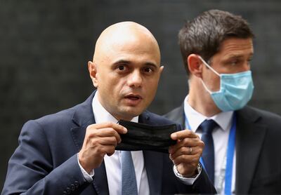 Mr Johnson was identified as a contact of a Covid case a day after Health Secretary Sajid Javid, above, revealed he had tested positive. Reuters 