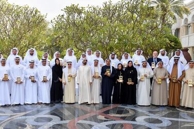 Sheikh Mohammed bin Rashid, Vice President and Ruler of Dubai, honoured several officials who supervised and organised the country’s pavilions at various expos from 1970 to 2020. Courtesy:Wam