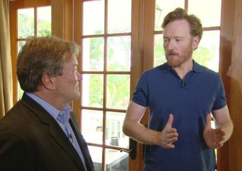 Conan O'Brien, right, on 60 Minutes.