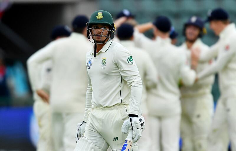 Quinton de Kock after losing his wicket. Getty