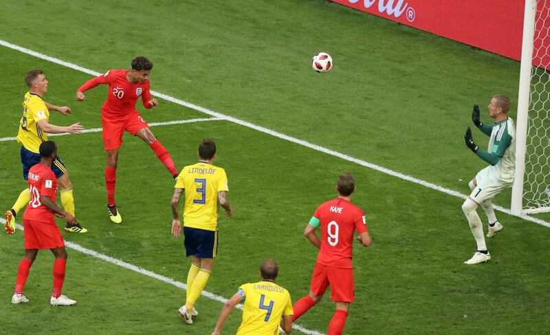 Dele Alli 6 - Despite his goal against Sweden it was disappointing tournament from the Tottenham star. He looks like he finds club football easy, with goals and opportunities coming frequently but in an England shirt he is stunted. Played deeper than he would have liked with Jesse Lingard also in the side and this is something Gareth Southgate is going to have to work out. On this form, far from the player reportedly coveted by Real Madrid and valued around £80m. AP Photo