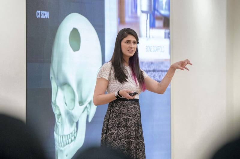 ABU DHABI, UNITED ARAB EMIRATES - May 27, 2019:  Professor Nina Tandon, CEO and Co-founder of EpiBone (C) delivers a lecture titled: 'Cellular Ateliers: Regenerative Medicine and the Body Shop of the Future ', at Majlis Mohamed bin Zayed.

( Rashed Al Mansoori / Ministry of Presidential Affairs )
---