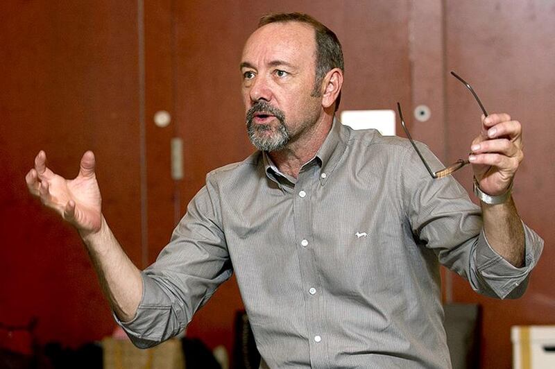 Kevin Spacey during one of the training programmes for The Middle East Theatre Academy (META). Courtesy META 

  