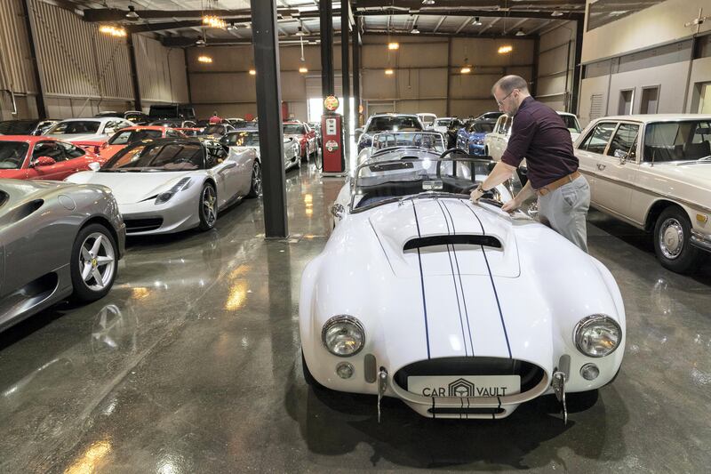 DUBAI, UNITED ARAB EMIRATES. 13 AUGUST 2017. The showroom and stock of rare and classic cars stored at and sold by Car Vault in Al Quoz. (Photo: Antonie Robertson/The National) Journalist: Adam Workman. Section: Motoring