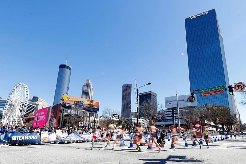 Athletes competing in the  US Olympic women's marathon trials on Saturday, February 29 in Atlanta, Georgia. AFP