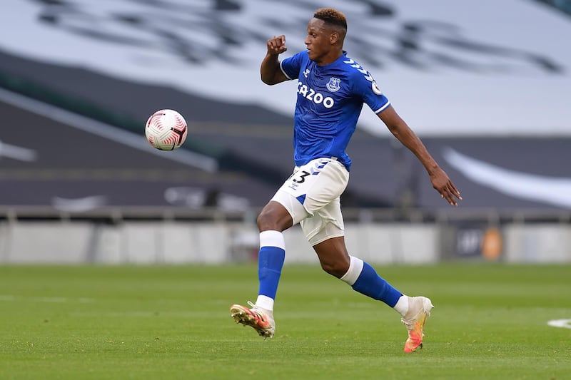 LONDON, ENGLAND - SEPTEMBER 13: Yerry Mina of Everton during the Premier League match between Tottenham Hotspur and Everton at the Tottenham Hotspur Stadium White Hart Lane on September 13, 2020 in London, England. (Photo by Tony McArdle/Everton FC via Getty Images)