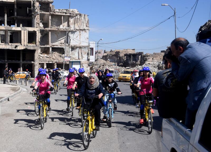 The all-female event featured 35 riders, aged between 15 to 30, from all over Nineveh province. EPA