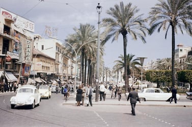 Place des Martyrs, a square in the heart of downtown Beirut, in the 1960s. Beirut was more relaxed than what it is today. Alamy Stock Photo