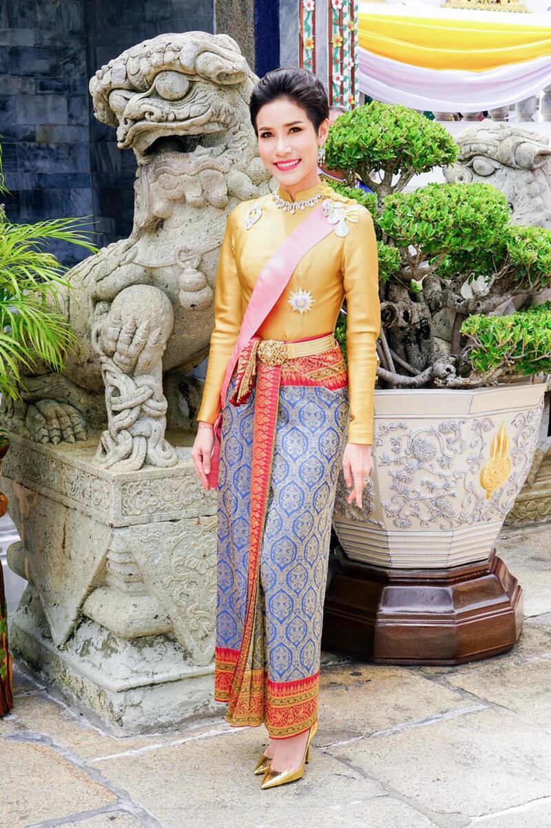 Thai royal consort Sineenat poses for a photograph, in an image released by the royal palace of Thailand in August. EPA