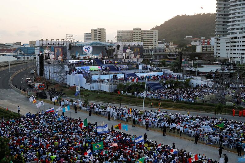 Pope Francis attends the opening ceremony for World Youth Day. Reuters