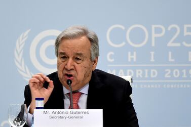 UN Secretary General Antonio Guterres said nations gathered for climate talks starting in Madrid on December 2, 2019 faced a stark choice. AFP