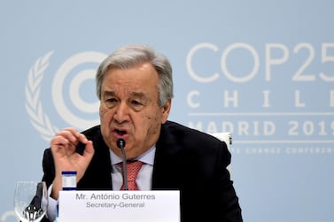 UN Secretary General Antonio Guterres said nations gathered for climate talks starting in Madrid on December 2, 2019 faced a stark choice. AFP