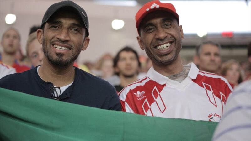 A handout still of "Lights of Rome", the documentary following the true underdog story of how the UAE national football team pulled off a miracle by qualifying for the 1990 World Cup in Italy Phoro shows 'Golden generation’s Abdulrahman Al-Haddad and Ali Thani at the Maracana Stadium in Rio de Janeiro where they were reunited with their former Coach Carlos Alberto Parreira.’ (Courtesy: Image Nation) *** Local Caption ***  rv10de-docs-rome.jpg
