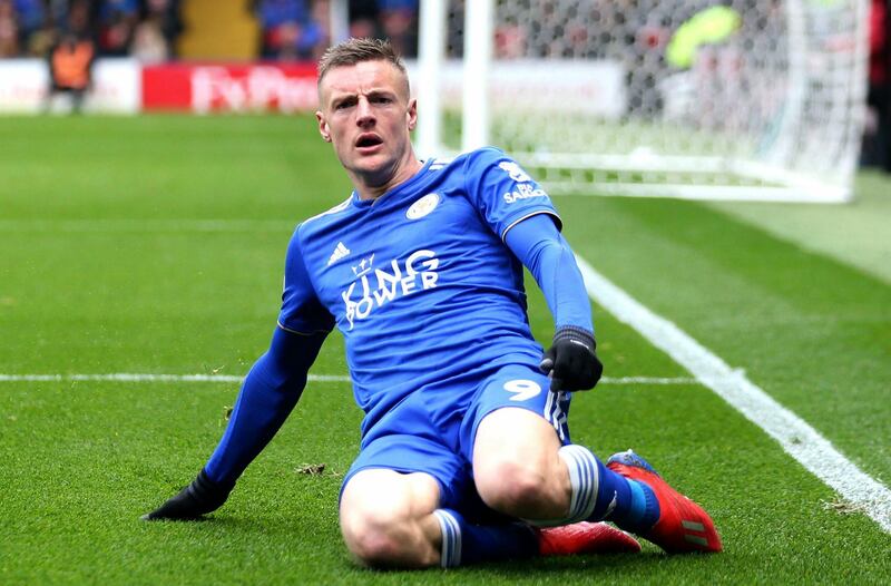 Leicester City 3 Fulham 0, Saturday, 7pm. Brendan Rodgers' first home game in charge. This should result in an emphatic win as Jamie Vardy, pictured, and James Maddison should have a productive time of things against Fulham's leaky defence. PA via AP
