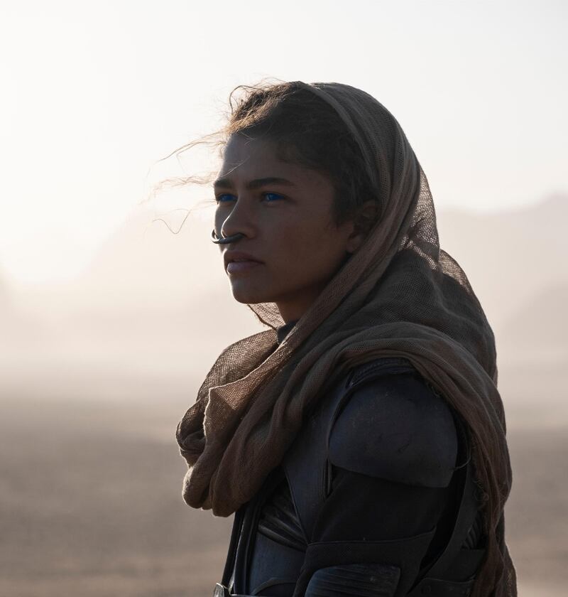 Zendaya stars as Chani, one of the native Fremen inhabitants of the planet Arrakis.