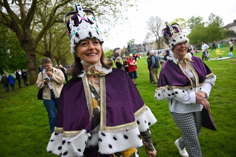 People dressed as kings make their way to The Big Lunch in Windsor. Getty Images