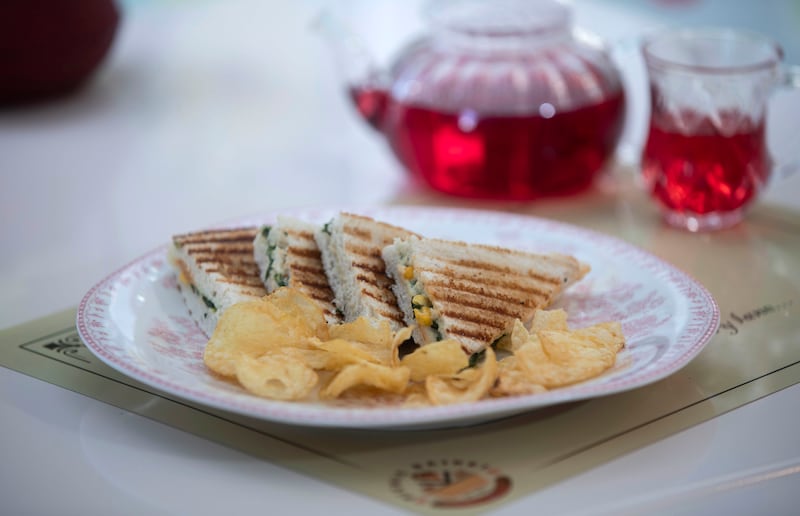 The cafe seeks to serve nostalgic dishes, such as spinach-corn-cheese sandwiches and pomegranate tea 