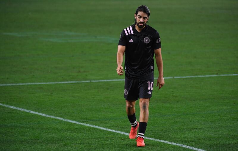 Inter Miami midfielder Rodolfo Pizarro walks off. USA Today