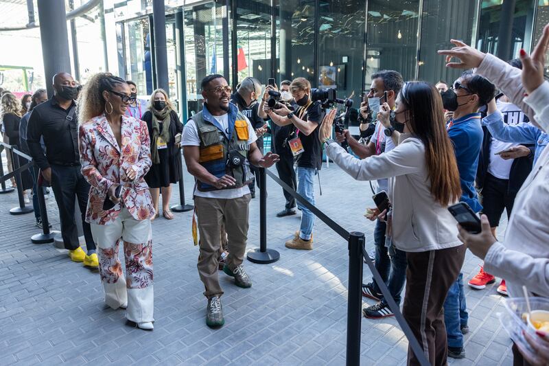 Excited fans take pictures of the group at the Philippines Pavilion. Photo: Expo 2020 Dubai