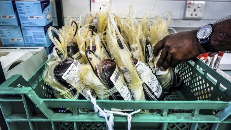 Blood donations at the National Blood Bank in Colombo, Sri Lanka, April 22, 2019. Jack Moore / The National. 